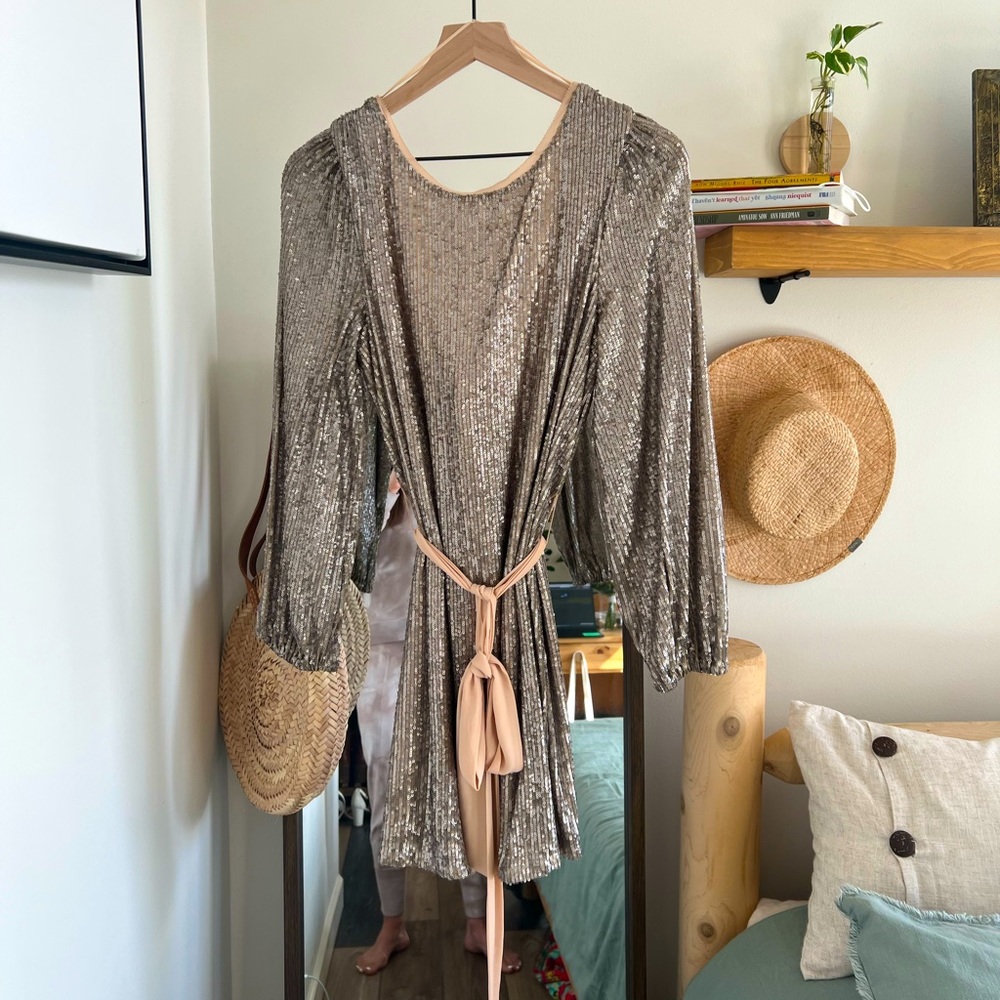 Grey/Silver Sequin Cocktail Dress - Gentle Fawn